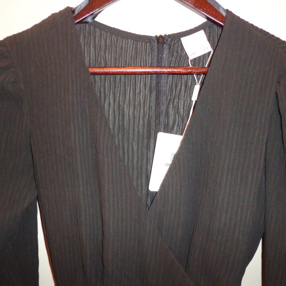 NWT Selfie Leslie Greta Tiered Ruffle Chiffon Long Sleeve Dress S Black - Picture 8 of 16